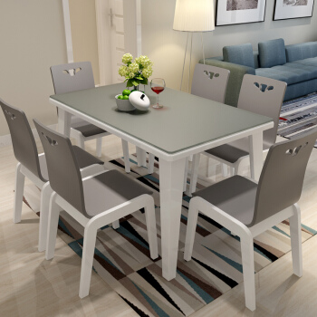 Navienテーブル北欧スクラブガラス料理テーブルセット純木テーブルとテーブルセットレストラン家具テーブルmonding sionテーブル1.3 m一テーブル*六椅子