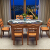 中国語の家庭用ゴム木純木のテーブルとテーブルの組み合わせモダン中华四角いテーブルとテーブルの小さなテーブルの小さなテーブルテーブルの大理石の表面のテーブルの6つの椅子