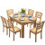 上林春の食卓は純木の食卓が伸縮して折れたみた純木食テーブルとテーブルセットの食事椅子セットは円形のご飯テーブルのケヤキ色（1.5メートル）の六椅子があります。