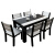 心凱美食卓北欧焼石モダシンプレルテーブルセット長方形テーブルテーブルテーブル純木テーブル1.3 mテーブル+6椅子