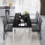 A軒の家具のテーブルと椅子の組み合わせモダシンプレルガラスの白黒ファッションつづり合わせのレストラン家具の白黒つづり合わせの4つのテーブル（白い食事椅子）