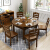 沃得適纯な木の食卓が伸縮したテーブルとテーブルと椅子の組み合わせ6人のリビングラバーウッド家具1.38メートル胡桃色のテーブル四つの椅子。