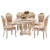 六軒の家具洋風の丸いテーブル8人の天然大理石の円卓1.2 m 1.5 mの純木円テーブルとテーブルの組み合わせ天然大理石の円卓+6椅子(皮椅子)1.2 m