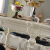 A家アメリカ式テーブル大理石方テーブルテーブルテーブルテーブルとテーブルセットの純テーブル洋風テーブルキッチンテーブルシンプロル家具木製テーブル+手すりなし椅子*4+手すり付き食事椅子*2