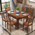 上林春の食卓は純木の食卓が伸縮して折れたみた純木食テーブルとテーブルセットの食事椅子セットは円形のご飯テーブルのケヤキ色（1.5メートル）の六椅子があります。
