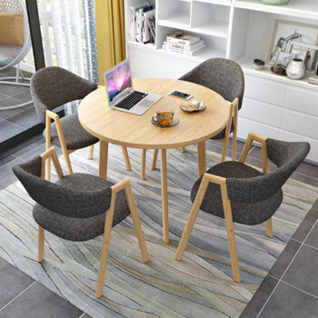 摩高空間接待会議商談テーブルと椅子の組み合わせ接客事務室レジャーコーヒーホールミルクティー店小さなテーブル--深灰布1テーブル4椅子