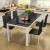 ドロニョの食卓のテーブルと椅子の組み合わせモダシンプ4人6人の長方形家庭用食事テーブルの鋼化ガラステーブルの全白+4つの軟座の組み合わせの長さは120、幅70、高さ75です。