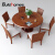 建家の白い蝋の木のテーブルと椅子を組み合わせた丸いテーブルベルト回転盤が取り外せるテーブル型テーブルレストランセットの東南アジア風家具のビンロウ色のテーブル六椅子1.5メートル（006テーブル+008食事椅子）