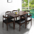 ヨナの家庭用のレストランの食事テーブル北欧の全純木のテーブルと椅子の組み合わせ胡桃色（1.4メートルのテーブル）の六椅子（ウィンザーの椅子）