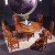【5件6.5割引】古代芸術家の紅木家具アフリカ花梨（学名：ハリネズミ紫檀）純木テーブル付き円卓回転台中華食卓テーブルセット1.38ミ象頭円卓+6食椅子