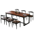 テーブルレトロ鉄芸純木のテーブルとテーブルの組み合わせ家庭用コーヒーショップのテーブルとテーブルのセット180長さの長方形のテーブルを食べます。6つの鉄骨の角椅子を組み合わせます。