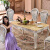 夢美斯宣布テーブル洋風テーブルとテーブルの組み合わせアメリカ風テーブル、大理石テーブル、純木テーブルセット、レストラン家具セット235 1.3/1.5メートルの白いアイステーブル、テーブルAタイプの六椅子一つ。