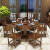 博曼全純木円形テーブル中国古彫刻大円卓テーブルベルト回転台1.3/1.5 m明清ホテルのテーブルとテーブルのセット海棠色1.5 mテーブル6椅子