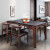 魏美人北欧純木焼石テーブルセットシンプロマーブル長方形家庭用テーブル胡桃色1.3 mテーブル