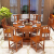 博曼全純木円形テーブル中国古彫刻大円卓テーブルベルト回転台1.3/1.5 m明清ホテルのテーブルとテーブルのセット海棠色1.5 mテーブル6椅子