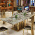 ベシニーテーブル天然大理石テーブルモダシンプレルテーブル組み合わせ長方形ステンレステーブルレストラン家具（テーブル）150*90*77 CM