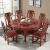 博曼全純木の食卓は古式の食事のテーブルと椅子を組み合わせて、新しい中国式のテーブルに彫刻します。回転台の大きい円卓の新しい古典ホテルの円形の食卓のホテルのテーブルの胡桃色の1.3メートルのテーブルに6つの椅子があります。