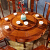 【3つの7つの割引】紅木家具アフリカの花梨（学名：ハリネズミ紫檀）素面円台純木食のテーブルと椅子の組み合わせ新中国式食卓円卓中華料理のシンプロテーブル1.38 Mテーブル+8象頭の食事椅子