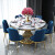 青澜大理石テーブルセット円卓サイズのテーブルテーブルです。食事テーブルは1.35 m（回転盤付き）＋6つのテーブルです。