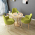 もし朴家具北欧シンプロ接待テーブルセット商談テーブル店の接客テーブルと椅子事務室のレジャーテーブルの青いテーブルと原木色のテーブルの二つの椅子の緑色の布+原木のテーブル1テーブルの2つのテーブル