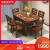 熊の家具の食卓6つのテーブルの純木のテーブルとテーブルの組み合わせモダンンのリビングレストランのテーブルの伸縮円形のテーブルレストランの家具の標準版胡桃色のテーブルの8つの椅子