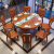 華文世家の食卓純木食卓モダン新中国式四角円両用クルミの木のテーブルと椅子の組み合わせ新中国式クルミの木一テーブル六椅子