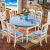 瀾煕世家家具地中海伸縮純木円形テーブルセット多機能藍白ストレッチテーブルテーブルテーブル六椅子