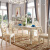 夢美斯宣布テーブル洋風テーブルとテーブルの組み合わせアメリカ風テーブル、大理石テーブル、純木テーブルセット、レストラン家具セット235 1.3/1.5メートルの白いアイステーブル、テーブルAタイプの六椅子一つ。