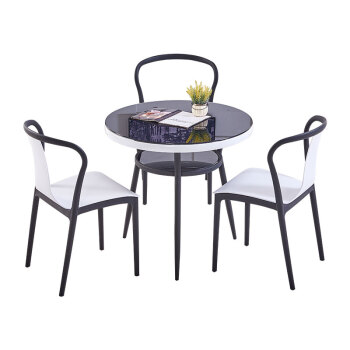 商談のテーブルと椅子の組み合わせは鋼化ガラスの小さい円いテーブルと椅子を接待します。円形の接客商談テーブルと椅子の組み合わせはモダシンプレルガラスのバルコニーとカジュアルテーブルです。