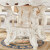 歌のランサーテーブルの純木テーブルの円形テーブル洋風大理石テーブルの組み合わせ、赤龍玉大理石面の1.3メートルの円卓（70 cmの回転盤を配合）