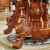 DI邦家具洋風丸太テーブルセットアメリカン大理石テーブルベルト回転台別荘ハイエンドテーブル1.5 m理石丸テーブル木面1.2 Mテーブルは回転盤+4本の636 B赤皮椅子を持たない