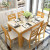 久林テーブルの大理石テーブルセットモダシンプレルテーブルの長方形食事テーブル家庭用コーヒー色大理石-純胡桃色1.45 mテーブル+六椅子