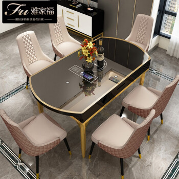 雅家福の食卓の軽い贅沢な食事のテーブルと椅子の組み合わせの後に、モデンの小さなテーブルの円形のテーブルの電磁炉が伸縮できるテーブルです。