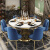 周南餐のテーブルと椅子の組み合わせモダシンプレル大理石のテーブルと椅子の軽い贅沢なテーブルテーブルテーブルの円卓の食事テーブルの1.20メートル（回転盤付き）+4つのテーブル