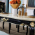 黒庭洋風大理石テーブルセット軽奢シプリン家庭用楕円テーブル全純木テーブル長方形ブラックテーブル6椅子
