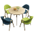 【家龍縁】シンプロ接客商談オフィスレジャーテーブルセットコーヒーショップミルクティー店小taiプチテーブルA 1：原木色デスクトップ-紺グリーンシート一テーブル4椅子