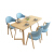 テードス北欧の食事テーブルと椅子の組み合わせ家庭用テーブルモダシンプレルコーヒー喫茶店商談テーブル椅子1.2*0.6原木色+浅灰布款椅子4