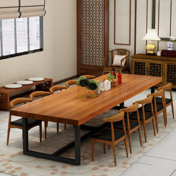卿渓北欧純木テーブル長方形シンプロ铁芸長テーブルテーブルテーブルとテーブルセットレストラン食事テーブル140*70*75 CMに牛角椅子4つを追加しました。