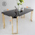 モダンファミリータワー正方形モダシンプレル焼きガラステーブルテーブルテーブルテーブルテーブルとテーブルテーブルテーブルの黒い漆焼きガラス（組立）テーブル六椅子（標準サイズ）