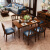 アイリス家具アメリカンテーブルセット純テーブル洋風テーブルテーブルセット現物1.6メートルの純木テーブル+6本の青い本革の食事椅子