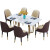 尊範テーブル軽奢大理石テーブル家庭用テーブルmodaシンプロ港式レストランセット長餐台1.6 m+食事椅子*6+サイドキャビネット+高花架*2個