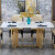尊範テーブル軽奢大理石テーブル家庭用テーブルmodaシンプロ港式レストランセット長餐台1.6 m+食事椅子*6+サイドキャビネット+高花架*2個