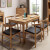 家族森食卓北欧純木食テーブルセット1.2 m 1.35 m原木色長方形ゴム木日本式環境保護小タイプテーブルライステーブル胡桃色（ウィンザーチェア）六椅子（1.5 mテーブル）