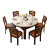 テーブル付純木テーブル付大理石テーブルセットmodan中華小タワー長方形レストラン家具6台（直径1.2 m）カイドウ色