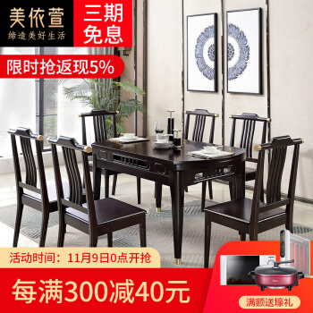 米依萱の食卓の周りには純木の食卓があります。新中国式で伸縮性のあるダンシンプの丸い食卓があります。テーブルとテーブルのテーブルは黒壇色のテーブルです。直径1.35メートルです。