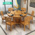 怡紅院の純粋な木の食事のテーブルと椅子の組み合わせは回転盤を持って家庭用の円卓を食べます。中国式レストランのゴムの木の家具の胡桃色の1.2 Mテーブルの六椅子+80 CMの回転盤