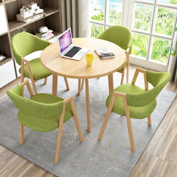圣森源商谈テーブルと椅子の组み合わせカジュアルテーブルのシンプロオフィスカジュアル接待セットショップの接客コーヒーミルクティショップ北欧食卓4 sミルクティーテーブルコーヒーテーブル原木色テーブル绿色テーブルテーブルの三つの椅子にはデフォルトで小さい円卓が配られています（デフォルトでは3つの足、70 cm直径）