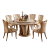 恒軽奢新商品大理石円卓洋風テーブル浅金色円形テーブルレストランテーブルテーブルと別荘のテーブルとテーブルの組み合わせ韓式食事台テーブルの韓国式黄色モダンテーブルの組み合わせを見てください。1.5メートル90回転テーブルに8つの椅子があります。