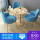 青いテーブルと三つの椅子の布の種類