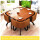 くるみ色の四角いテーブル+コーヒー色の皮の椅子